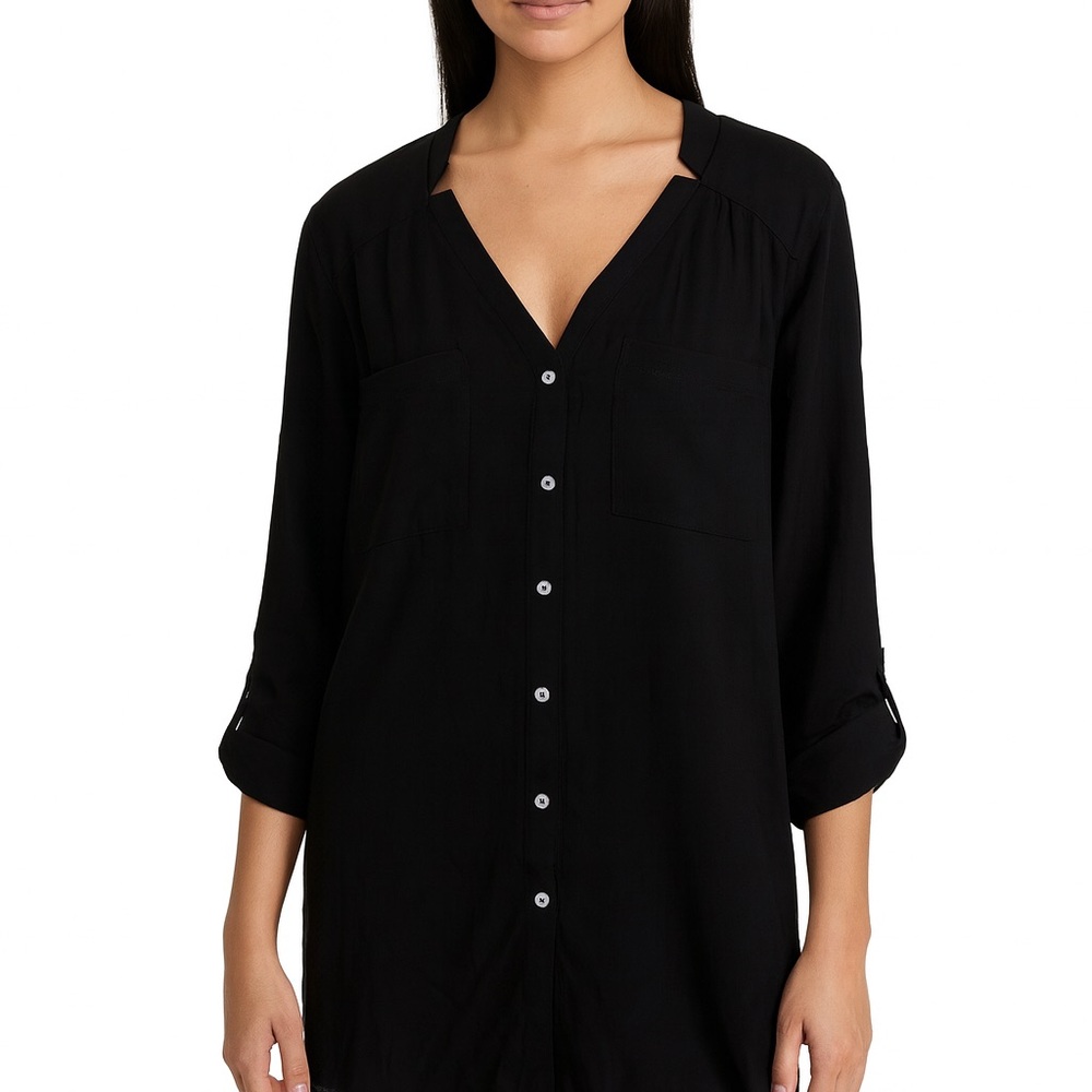 Women's Black Button-Up Top